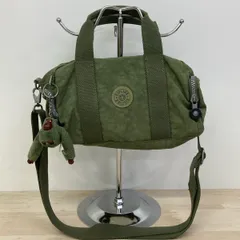KIPLING/キプリング 2way ショルダーバッグ/ハンドバッグ カーキ モンキーチャーム付 ナイロン ミニボストンバッグ[OL01029]のサムネイル