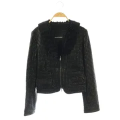 エンポリオアルマーニ EMPORIO ARMANI ブルゾン ジャケット アウター ジップアップ ショート丈 フリル ウール 38 黒 ブラック /BB ■GY18のサムネイル