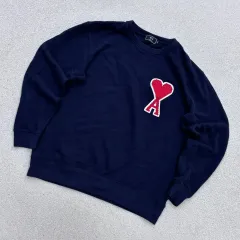 XL ヴィンテージ メンズ ハートパッチ ネイビー スウェットTシャツ 0708E2のサムネイル