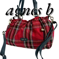 agnes b.　アニエスベー　美品　ショルダーバッグ　ハンドバッグ　羊毛　２way　レッド　478のサムネイル