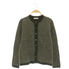 オールドイングランド OLD ENGLAND 千鳥格子柄ニットカーディガン バンドカラー長袖 ウール カシミヤ 36 グレー /SY ■OSのサムネイル