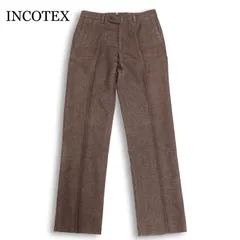 INCOTEX インコテックス 秋冬 SUPER100'S★ ウール フランネル ノータック スラックス パンツ Sz.44 メンズのサムネイル