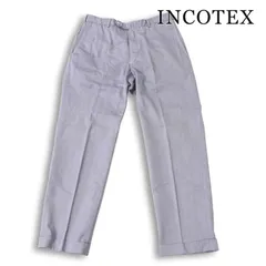 INCOTEX インコテックス 通年★ コットン ノータック スラックス パンツ トラウザー Sz.50 メンズのサムネイル