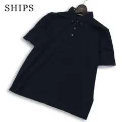 SHIPS シップス 春夏★ 半袖 COOLMAX(R) コットン リネン 鹿の子 ボタンダウン ポロシャツ 日本製 Sz.M メンズ ネイビーのサムネイル