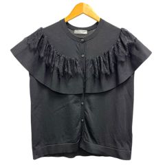 ダーマコレクション dama collection カーディガン ノースリーブ ニットソー レース フリル L 黒 ブラックのサムネイル