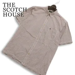 THE SCOTCH HOUSE スコッチハウス 春夏★ ロゴ刺繍 半袖 チェック ボタンダウン シャツ 大きいサイズ Sz.LL メンズのサムネイル