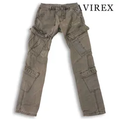 AVIREX アヴィレックス 通年★ ヴィンテージ加工 USED加工 ジップ プリント ミリタリー カーゴ パンツ Sz.M メンズのサムネイル