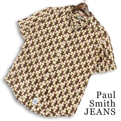 Paul Smith JEANS ポールスミス ジーンズ 春夏★ 半袖 総柄 幾何学柄 レトロ シャツ Sz.L メンズのサムネイル