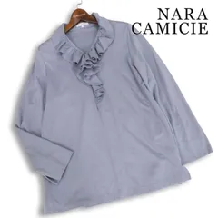 【美品】NARA CAMICIE ナラカミーチェ 通年 フリル♪ 長袖 レーヨン プルオーバー ブラウス Sz.IV 4 レディースのサムネイル