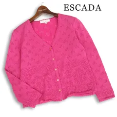 ESCADA エスカーダ 通年★ 透かし編み ハート柄 総柄 ニット カーディガン ドイツ製 Sz.36 レディースのサムネイル