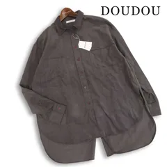 【新品 未使用】 DOUDOU ドゥドゥ 秋冬★ 長袖 細畝 ビッグシルエット ロング コールテン シャツ Sz.F レディースのサムネイル