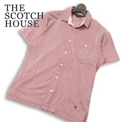 THE SCOTCH HOUSE スコッチハウス 春夏★ 麻 リネン混 半袖 ストライプ ロゴ刺繍 シャツ Sz.M メンズ