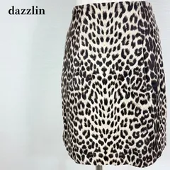 【ヒョウ柄】dazzlin レオパード柄 台形スカート Mサイズ ウエストゴム ブラウン ベージュ ダズリン  ひざ丈 総柄 アニマル モード【000147】のサムネイル