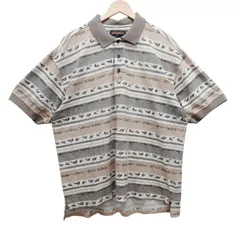 WOOLRICH ウールリッチ 半袖 ポロシャツ XL相当 総柄 フィッシング柄 ルアー柄 ボーダー 鹿の子 アウトドア ビッグシルエット オーバーサイズ ヴィンテージ 古着 メンズ ベージュ グレー アメカジ 人気 春 夏のサムネイル