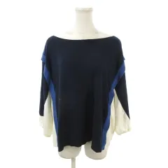 シーバイクロエ SEE BY CHLOE ニット セーター M 紺 ネイビー 白 ホワイト 青 ブルー 配色切り替え ボートネック 七分袖 /MN43 ■ECA004のサムネイル