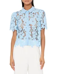 ミリー レディース トップス シャツ レース MILLY Addison Roja Lace Top Light Blue ブルーのサムネイル