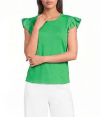 カール ラガーフェルド レディース トップス シャツ フリル ノースリーブ ニット ジャージー KARLAGERFELD PARIS Jersey Knit Boat Neck Sleevelessのサムネイル