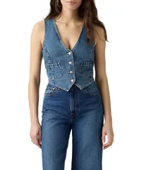 リーバイス レディース アウター ベスト ノースリーブ デニム LevisR Sleeveless Tailoredenim Vest Lets Party デニムのサムネイル
