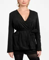 ゲス レディース アウター ジャケット・ブルゾン スエード ブレザー GUESS Womens Mila Faux Suede Belted Blazer Jet Black ブラックのサムネイル