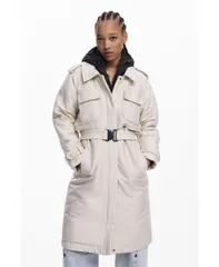 デジグアル レディース アウター ジャケット・ブルゾン ジャケット Desigual Womens Long waterproof padded jacket Medium beige ベージュのサムネイル