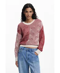 デジグアル レディース アウター ニット・セーター セーター ニット Desigual Womens Twotone knit sweater Red レッドのサムネイル