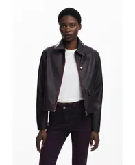 デジグアル レディース アウター ジャケット・ブルゾン レザー フェイクレザー ジャケット Desigual Womens Burgundy faux leather jacket Red レッドのサムネイル