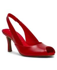 アンクライン レディース シューズ パンプス Anne Klein Womens Jovi Peep Toe Slingback Pumps Red Crinkle レッドのサムネイル
