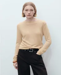 マンゴ レディース アウター ニット・セーター リネン MANGO Womens Linen Blend Boat Neck Sweater Medium Brown ブラウンのサムネイル