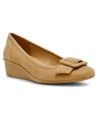 アンクライン レディース シューズ パンプス Anne Klein Womens Wyatt Buckle Wedge Pumpsand サンドのサムネイル