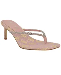 ゲス レディース シューズ サンダル ヒール GUESS Womens Mayan Rhinestone Thong Kitten Heel Sandals Light Pink ピンクのサムネイル