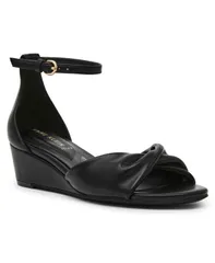 アンクライン レディース シューズ サンダル アンクル Anne Klein Womens Whitby Ankle Strap Demi Wedge Sandals Black Smooth ブラッのサムネイル