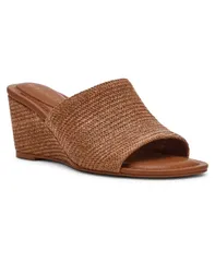 アンクライン レディース シューズ サンダル Anne Klein Womens Charisma PeepToe Sandals Brown Raffia ブラウンのサムネイル