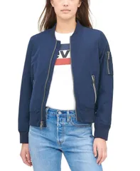 リーバイス レディース アウター ジャケット・ブルゾン ジャケット Levis Womens Lightweight ZipDetail Bomber Jacket Navy ネイビーのサムネイル