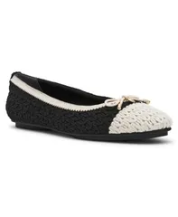 アンクライン レディース シューズ パンプス キャップ Anne Klein Womens Luci Crochet Cap Toe Ballet Flats BlackCream クリームのサムネイル