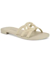 ゲス レディース シューズ サンダル カットアウト ロゴ GUESS Womens Elyho Jellie Logo Emblem CutOut Slide Flat Sandals Ivory アのサムネイル