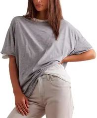 フリーピープル レディース トップス シャツ Tシャツ コットン Free People Womens Nina Cotton TShirt Heather Grey グレーのサムネイル