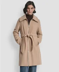 ダナ キャラン ニューヨーク レディース アウター ジャケット・ブルゾン コート DKNY Womens Collared Neck Belted Coat PXSXXL Light Camel キャのサムネイル