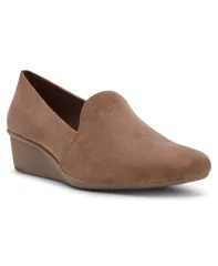 アンクライン レディース シューズ パンプス ローファー Anne Klein Womens Wendell Slip On Wedge Loafers Truffleのサムネイル