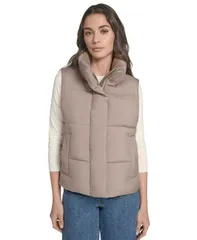 リーバイス レディース アウター ジャケット・ブルゾン ベスト Levis Womenstand Collar Puffer Vestaupe トープのサムネイル