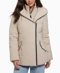 ゲス レディース アウター ジャケット・ブルゾン コート GUESS Womens Bibbed ShawlCollar Hooded Puffer Coat Desert Sunsetのサムネイル