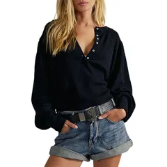 フリーピープル レディース トップス Tシャツ ニット Free People Quinn Knitop Womens Black ブラックのサムネイル