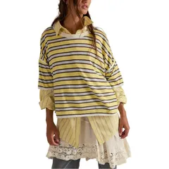 フリーピープル レディース トップス Tシャツ Free People Clean Rugby TShirt Womens Yellow Combo イエローのサムネイル