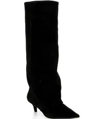 スティーブ マデン レディース シューズ ブーツ・レインブーツ スエード ブーツ ヒール Steve Madden Luca Suede Cuffed Kitten Heel Boots Blackのサムネイル