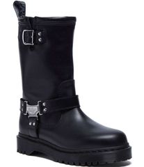 닥터 마틴 여성 신발 부츠 레인 부츠 가죽 Dr Martens Womens Anistone Hi Biker Leather Mid Calf Boots Black