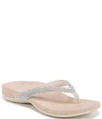 バイオニック レディース シューズ パンプス サンダル Vionic Dillon Shine Rhinestone Thong Sandals Cream クリームのサムネイル