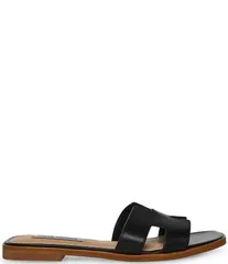 スティーブ マデン レディース シューズ パンプス サンダル レザー Steve Madden Hadyn Leather Flat Slide Sandals Black ブラックのサムネイル