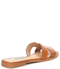 スティーブ マデン レディース シューズ パンプス サンダル レザー Steve Madden Hadyn Leather Flat Slide Sandals Cognacのサムネイル