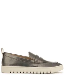 バイオニック レディース シューズ パンプス レザー ローファー Vionic Uptown Leather Packable Travel Penny Loafers Gunmetal Metallのサムネイル