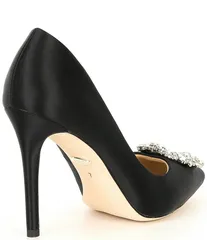 バッジェリーミシュカ レディース シューズ パンプス サテン Badgley Mischka Cher Satin Brooch Embellished Stiletto Pumps Black ブラのサムネイル