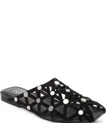 アッシュ レディース シューズ パンプス カットアウト レザー ASH Bone Leather Geo Cut Out Studded Mules Black ブラックのサムネイル